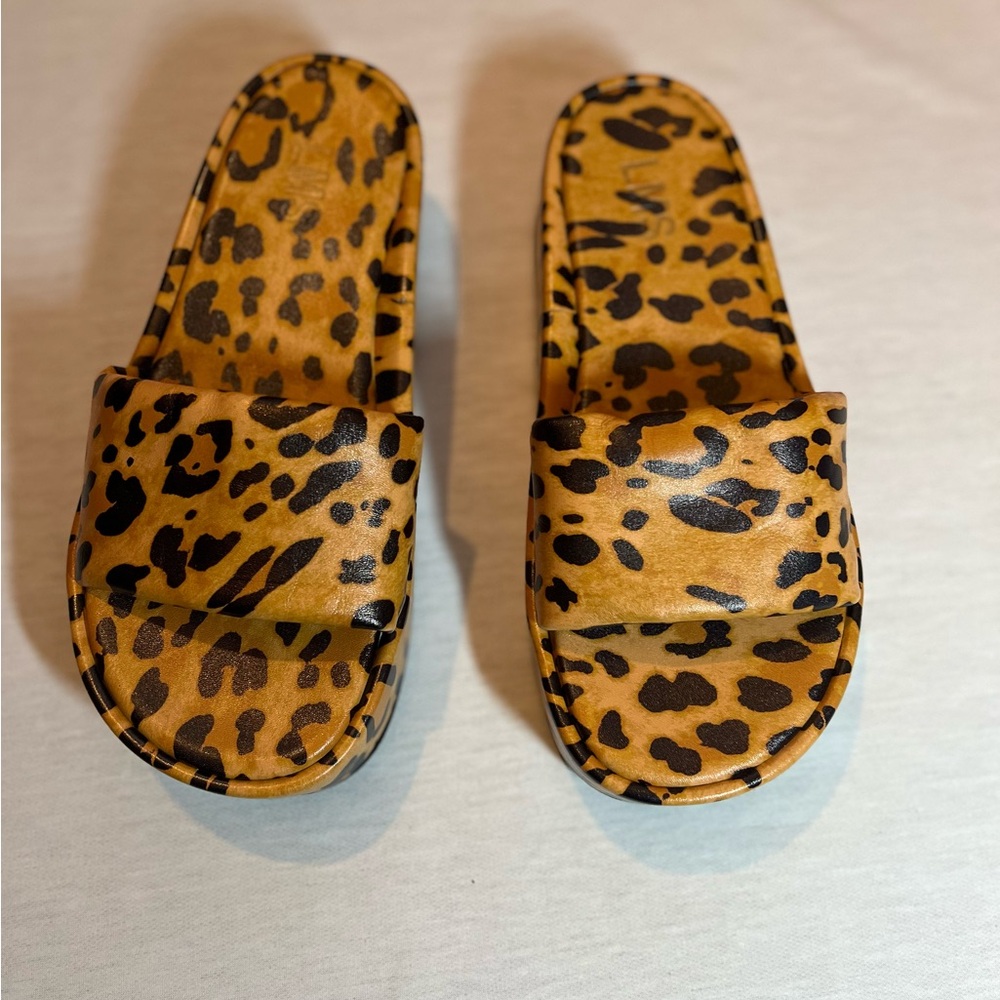 Leopard Print Slide Sandals